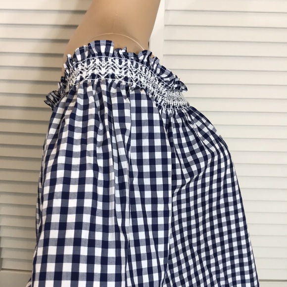 Madewell Smocked Gingham Off-the-Shoulder Top XL - Picture 9 of 15